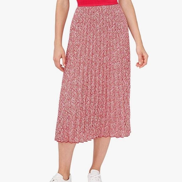 Vince Camuto ladies pleated midi skirt dark pink and ivory  x small - Picture 1 of 5